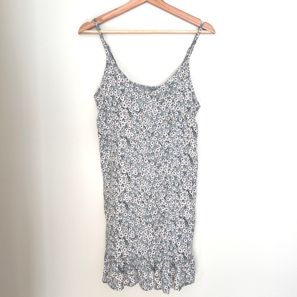 Daisy Floral Print Mini Sundress Ruffle Hem Boho Festival Summer Beachy   Small